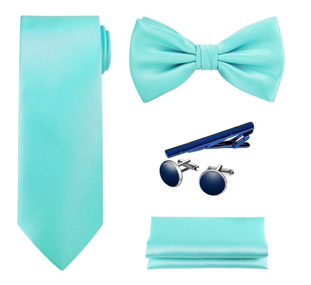 8870 TIE G 5pcs Tie Set in Premium Gift Box : Solid Color Necktie, Satin